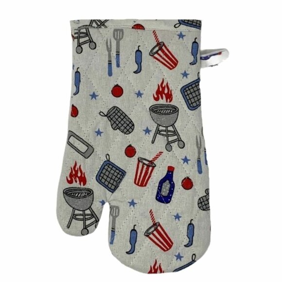 Oven Mitt Pot Holder and Tea Towel Set BBQ Grilling Theme 4 PC Kitchen - Picture 2 of 5